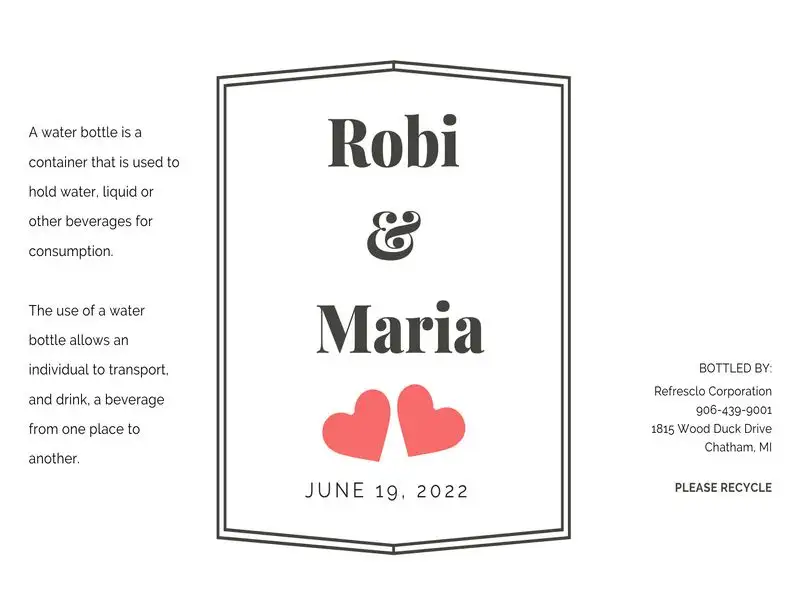 Wedding Labels for Water Bottles 01