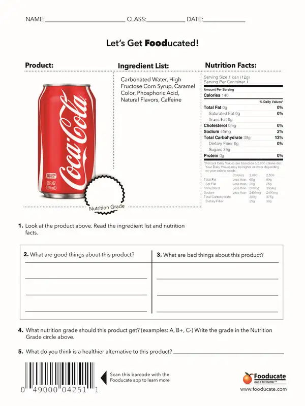 food labels worksheet 03