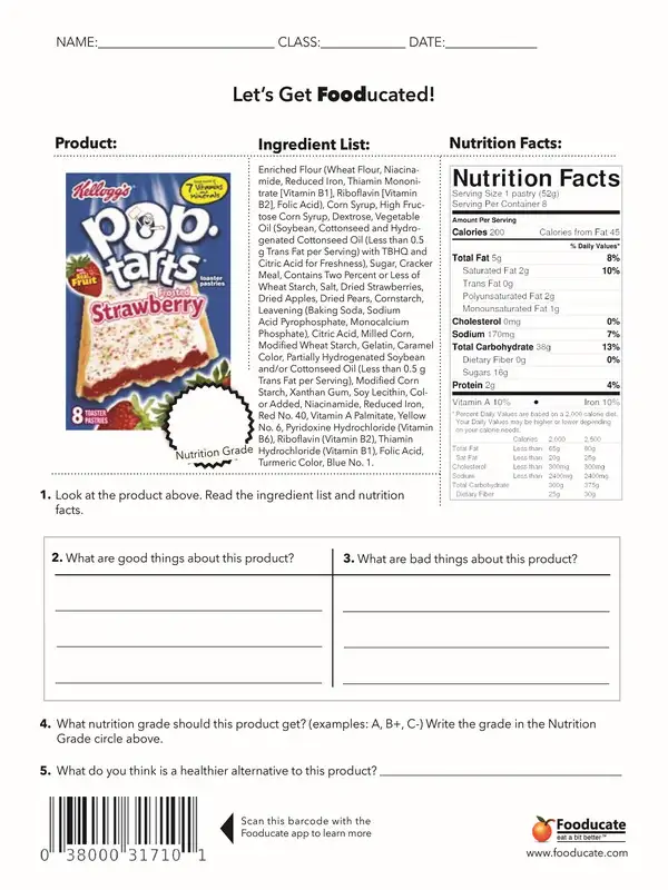 food labels worksheet 04