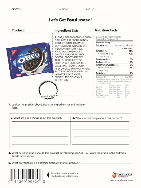 food labels worksheet 05