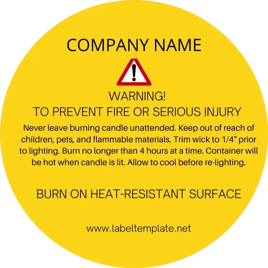 Warning Labels for Candles - Candle warning labels template 01