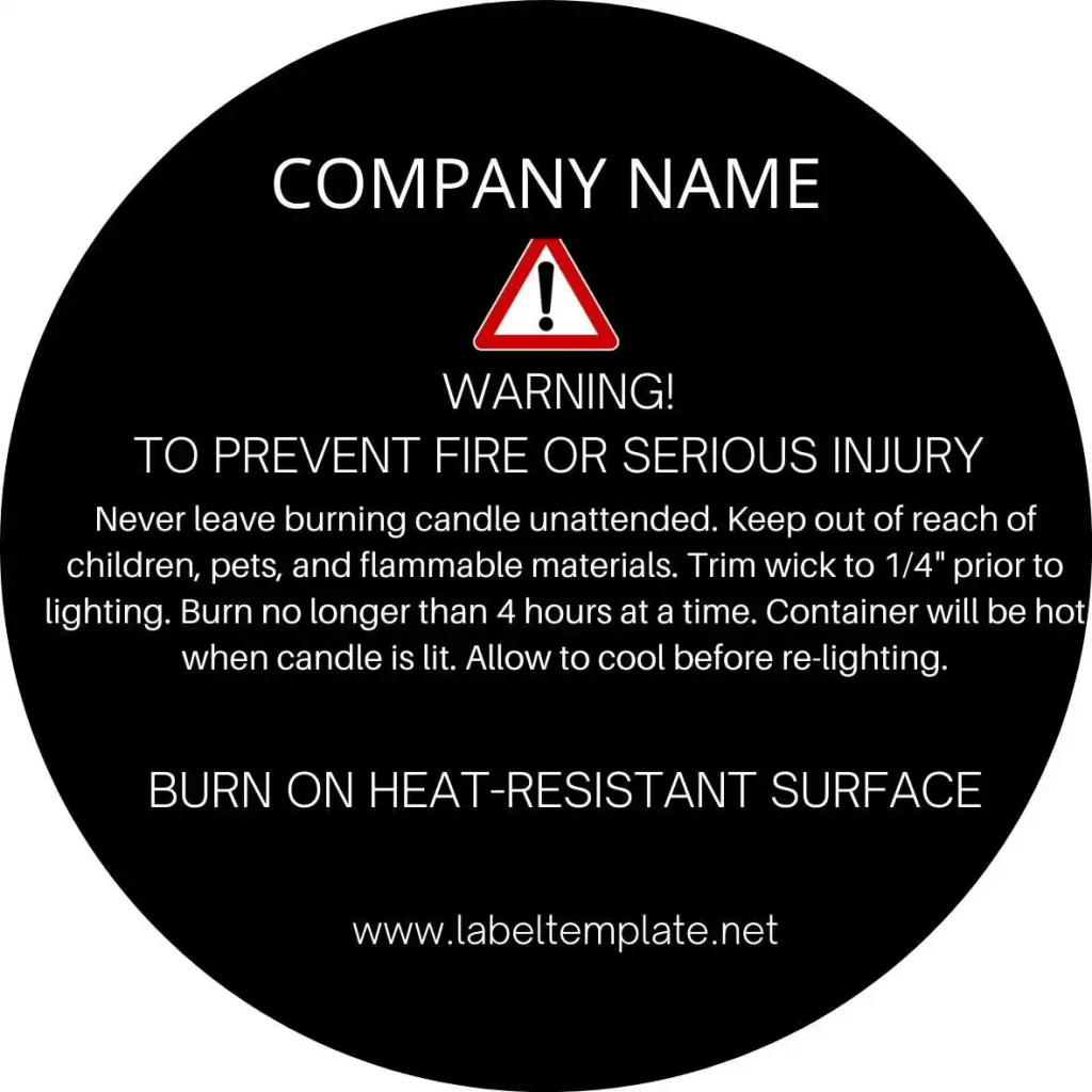 Warning Labels for Candles - Candle warning labels template 03