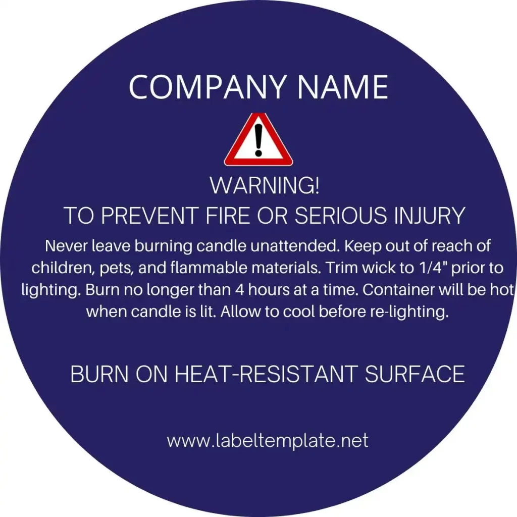 Warning Labels for Candles - Candle warning labels template 04