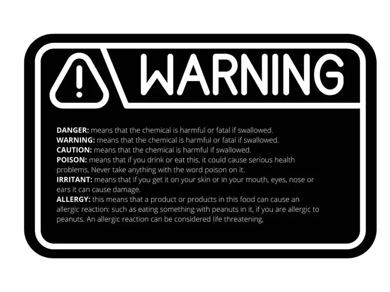 warning labels on household products 14