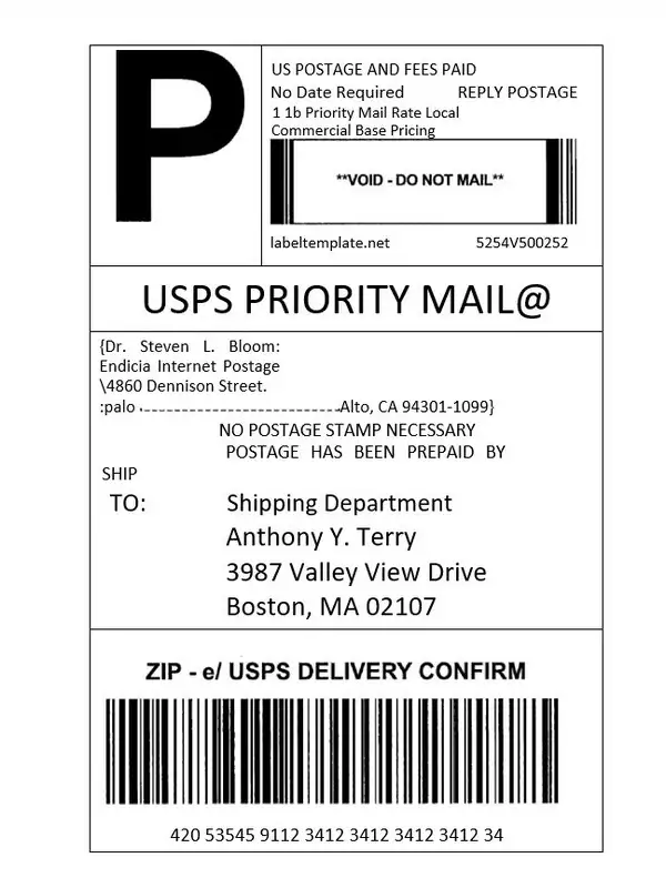 Shipping Label Template Usps