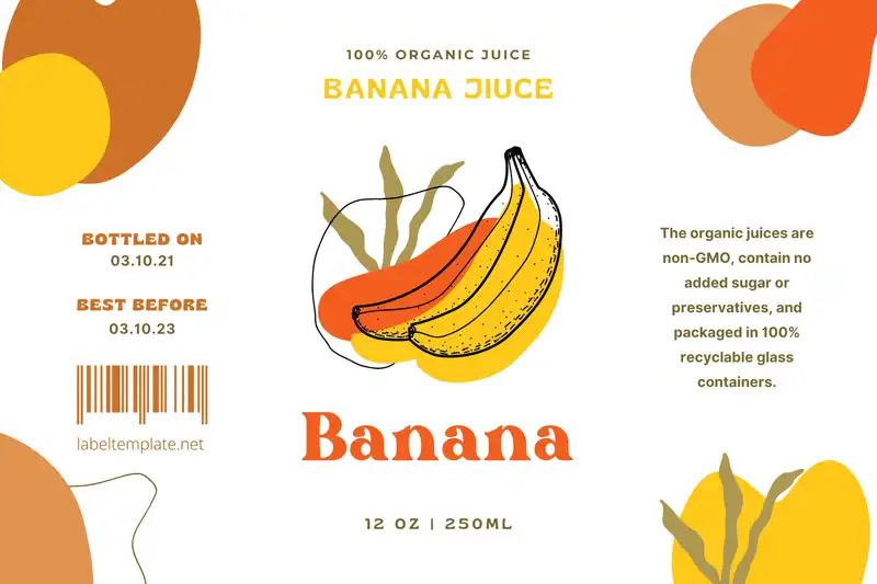 Banana Juice Label Template