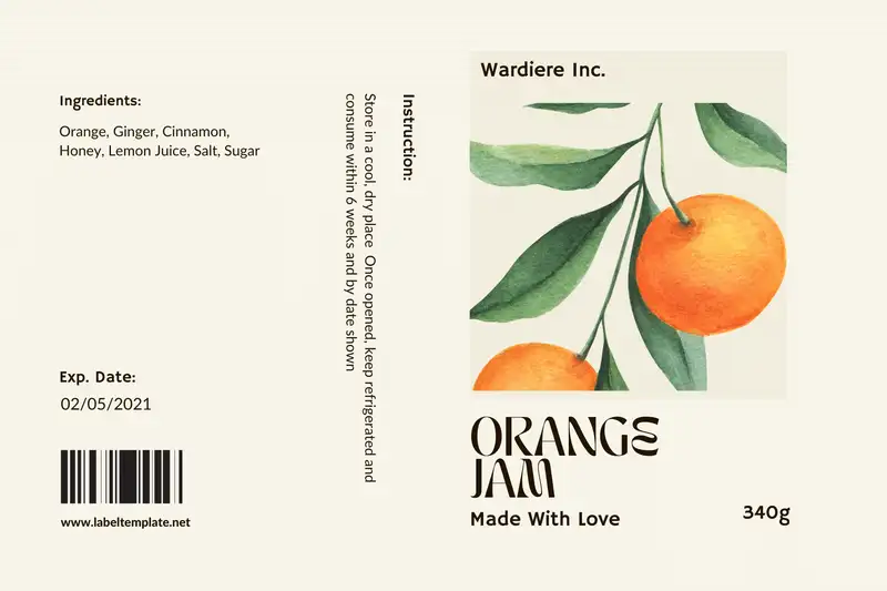 Orange Jam Label Template