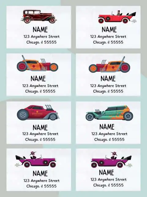 classic car address labels
