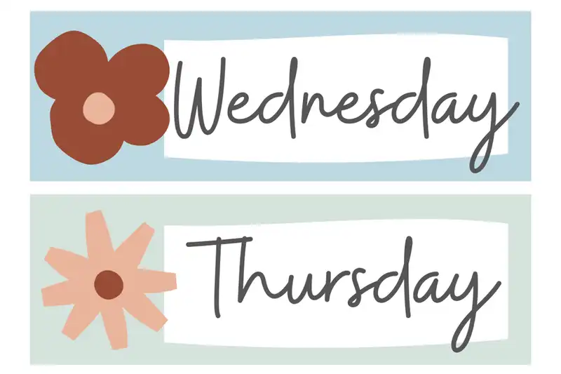 days of the week labels free printable