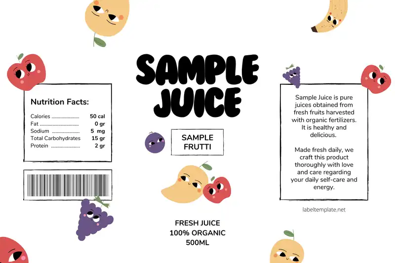 sample Juice Label Template