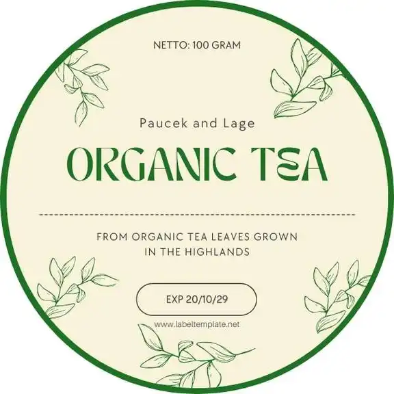 canning label template organic tea