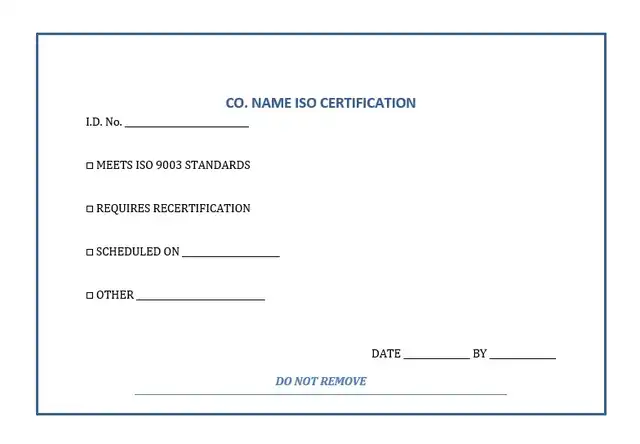 Calibration Label Requirements iso certification 400x400