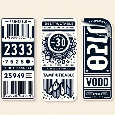 Three Separate designs for printable tamper evident labels