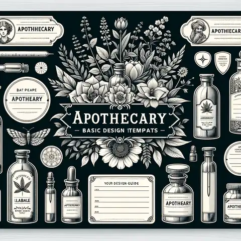 Apothecary Label Templates Basic design guides for creating apothecary labels, offering a starting point for customization