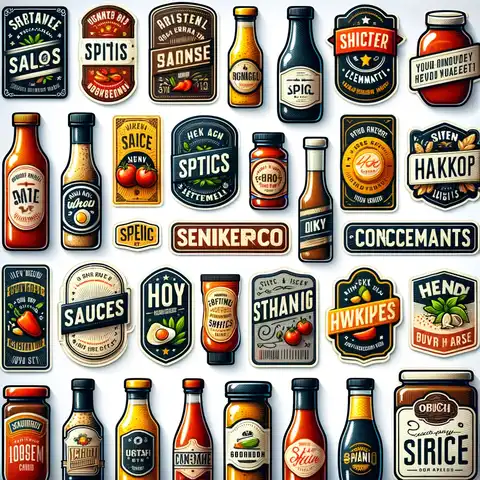 Condiments Label Printable Collage of Sticker Labels for Condiments
