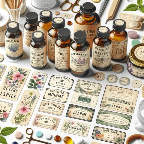 Custom Apothecary Labels Personalized labels with chosen words, pictures, and colors
