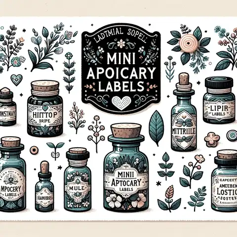 Mini Apothecary Labels - Apothecary Labels Template Small sized labels designed for tiny jars or bottles, perfect for compact packaging