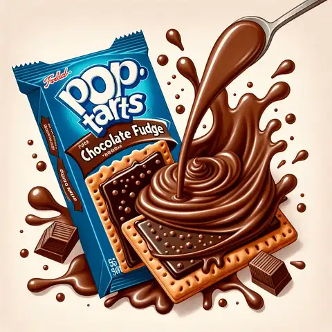 Pop Tart Food Label Illustrate an image showcasing the Chocolate Fudge Pop Tart flavor.