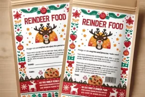 Reindeer Food Labels to Print Free A design for a printable reindeer food label, featuring a clear and simple layout