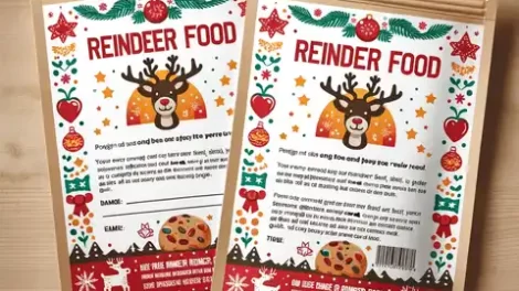 Reindeer Food Labels to Print Free A design for a printable reindeer food label, featuring a clear and simple layout