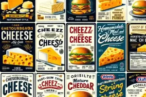 10 Popular Cheese Food Label Sample Avariety of cheese food labels, each showcasing a different type of cheese and its characteristics