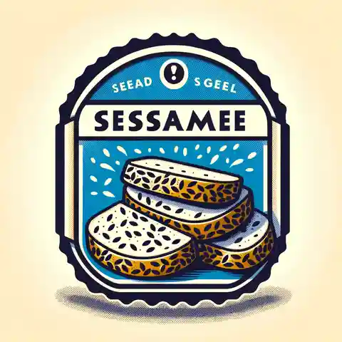 Allergy Warning Label Example A food label for Contains Sesame found in some bread or salads, with images of sesame seeds sprinkled on top