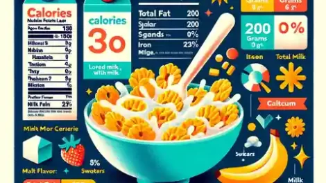 Frosted Flakes Nutrition Facts Label An Illustration engaging infographic detailing the nutrition facts label for Frosted Flakes