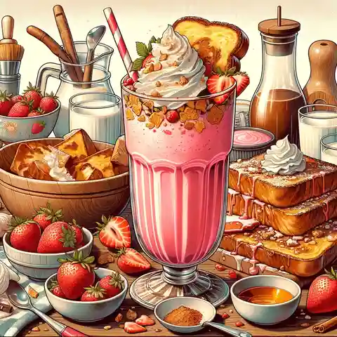 Frosted Flakes Nutrition Facts Label Illustration a strawberry milkshake with Frosted Flakes