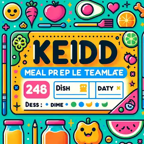 Meal Prep Label Templates a kids' meal prep label template, colorful with fun fonts, featuring the dish name, date,
