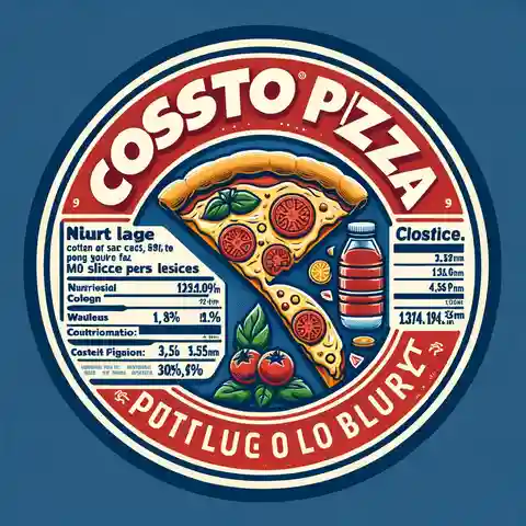 Pizza Food Label Example A Costco pizza food label, detailing the nutritional content per slice for their large pizzas, perfect for bulk buyer