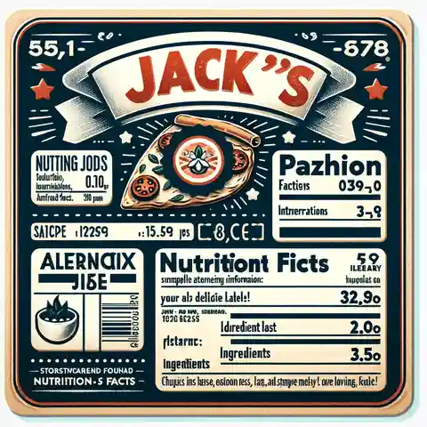 Pizza Food Label Example A Jack's pizza food label, focusing on straightforward nutrition facts, allergen information, and simple ingredients