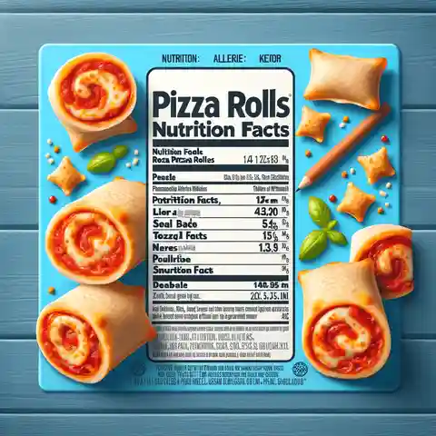 Pizza Food Label Example A pizza rolls food label, highlighting nutrition facts and allergen information, making it clear and easy for snack