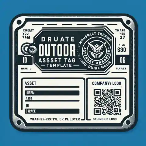Printable Asset Tag Labels Template A durable outdoor asset tag template, featuring a heavy duty rectangle with reinforced corners