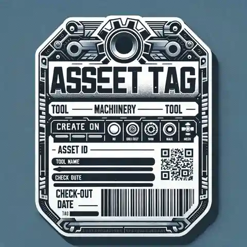 Printable Asset Tag Labels Template A tool and machinery asset tag template, featuring a rugged design with high contrast
