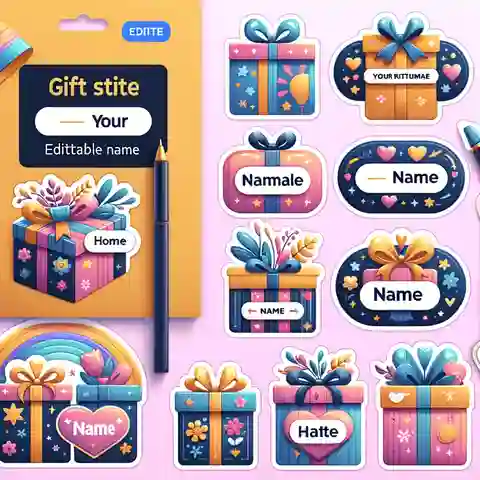 Printable Free Gift Label Templates A variety of customizable gift stickers with editable fields for names and personal messages