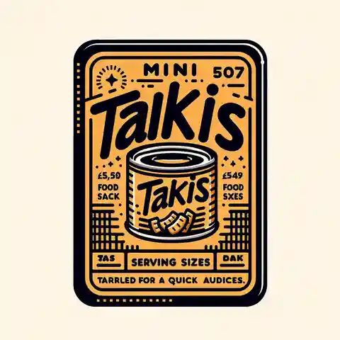 Takis Food Label An illustration for Mini Takis food label, highlighting the smaller serving sizes tailored for a quick snack