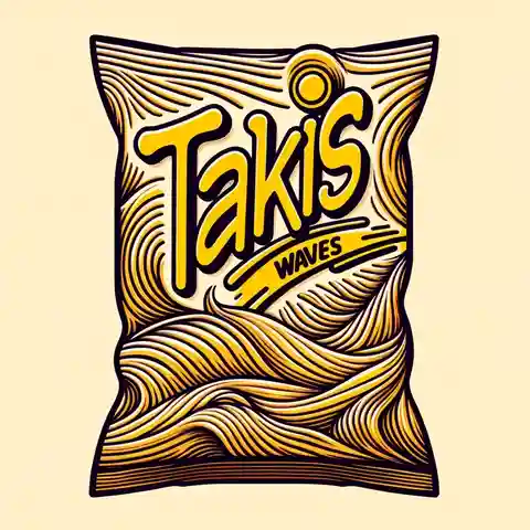 Takis Food Label Illustrate a Takis Waves food label, highlighting the wavy chip texture.