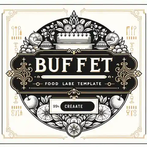 Template for buffet food labels A buffet food label template idea inspired by the theme of classic elegance