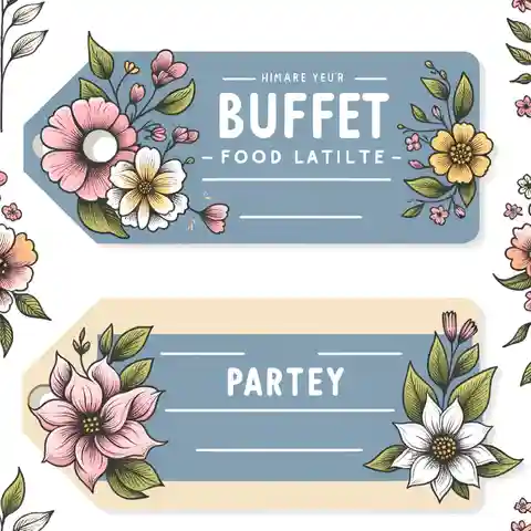 Template for buffet food labels A buffet food label template idea inspired by the theme of garden party