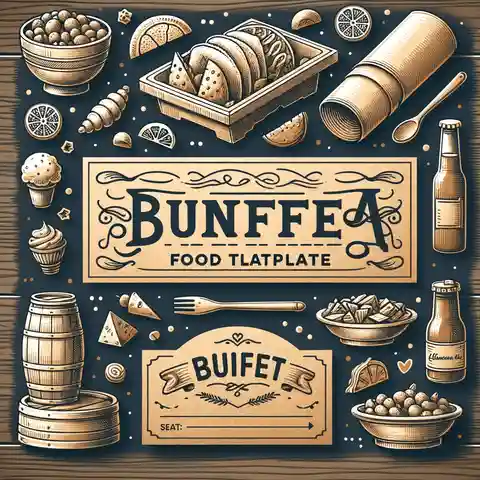 Template for buffet food labels A buffet food label template idea inspired by the theme of rustic charm