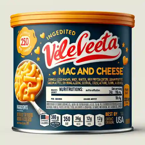 Velveeta Mac and Cheese Food Label Design a modern and appetizing food label for Velveeta Mac and Cheese