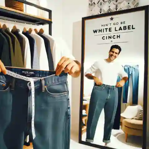 White Label Cinch Jeans A person trying on White Label Cinch Jeans in front of a mirror, feeling confident and happy with the fit