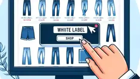 White Label Cinch Jeans An illustration of someone selecting White Label Cinch Jeans online, showing a computer screen with the Cinch website open