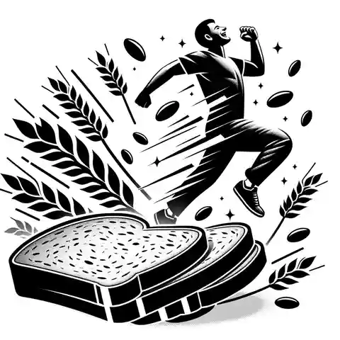Whole Wheat Bread Nutrition Labels A black and white illustration of a person feeling light and energetic after eating whole wheat bread, symbolizing weight management benefits