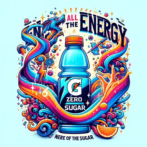 Zero Sugar Gatorade Food Label A colorful illustration of Zero Sugar Gatorade, emphasizing the drink's ability to provide energy without the sugar