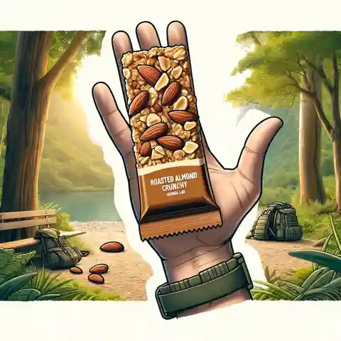 nature valley granola bars nutrition label Illustrate a Roasted Almond Crunchy Granola Bar with visible chunks of almonds and oats