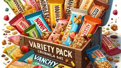 nature valley granola bars nutrition label Illustrate the Variety Pack Crunchy Granola Bars, depicting a collection of different flavored bars in a single